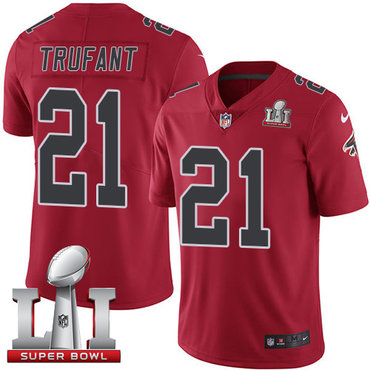 Nike Falcons #21 Desmond Trufant Red Super Bowl LI 51 Men's Stitched NFL Limited Rush Jersey Nike Falcons #21 Desmond Trufant Red Super Bowl LI 51 Men's Stitched NFL Limited Rush Jersey