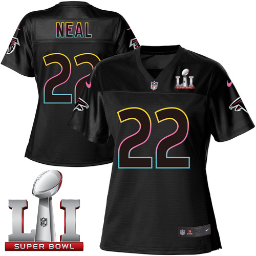 Nike Falcons #22 Keanu Neal Black Super Bowl LI 51 Women's NFL Fashion Game Jersey