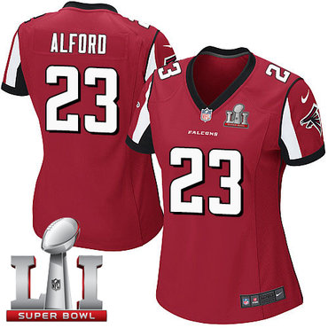 Nike Falcons #23 Robert Alford Red Team Color Super Bowl LI 51 Women's Stitched NFL Elite Jerse