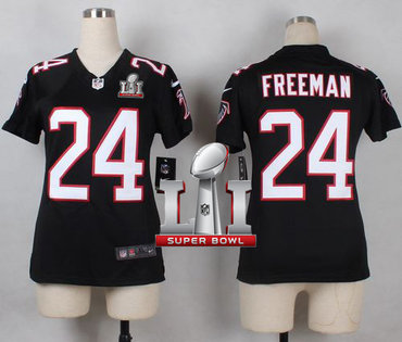 Nike Falcons #24 Devonta Freeman Black Alternate Super Bowl LI 51 Women's Stitched NFL Elite Jersey