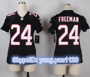 Nike Falcons #24 Devonta Freeman Black Alternate Women's Stitched NFL Elite Jersey