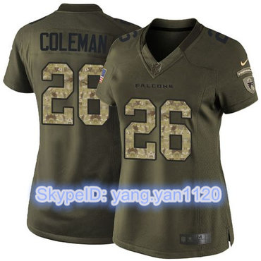 Nike Falcons #26 Tevin Coleman Green Women's Stitched NFL Limited Salute to Service Jersey Nike Falcons #26 Tevin Coleman Green Women's Stitched NFL Limited Salute to Service Jersey