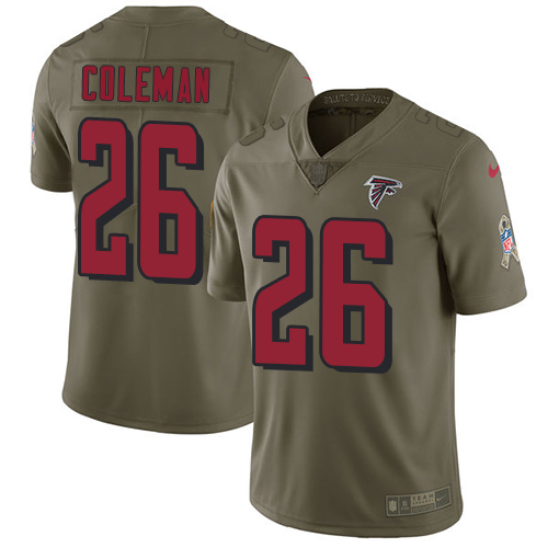 Nike Falcons #26 Tevin Coleman Olive Youth Stitched NFL Limited 2017 Salute to Service Jersey