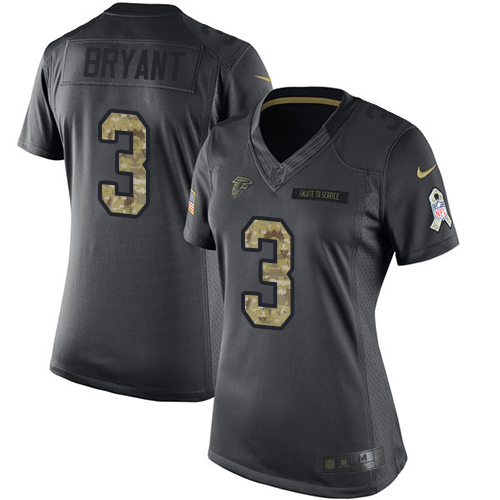 Nike Falcons #3 Matt Bryant Black Women's Stitched NFL Limited 2016 Salute to Service Jersey Nike Falcons #3 Matt Bryant Black Women's Stitched NFL Limited 2016 Salute to Service Jersey