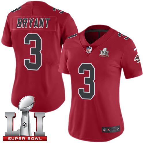 Nike Falcons #3 Matt Bryant Red Super Bowl LI 51 Women's Stitched NFL Limited Rush Jersey