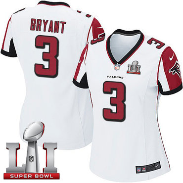 Nike Falcons #3 Matt Bryant White Super Bowl LI 51 Women's Stitched NFL Elite Jersey