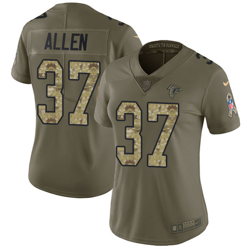 Nike Falcons #37 Ricardo Allen Olive Camo Women's Stitched NFL Limited 2017 Salute to Service Jersey