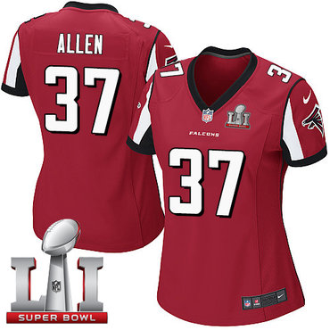 Nike Falcons #37 Ricardo Allen Red Team Color Super Bowl LI 51 Women's Stitched NFL Elite Jersey