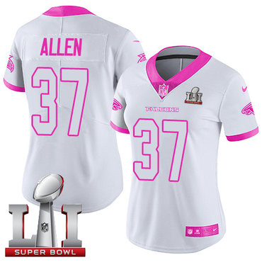 Nike Falcons #37 Ricardo Allen White Pink Super Bowl LI 51 Women's Stitched NFL Limited Rush Fashion Jersey
