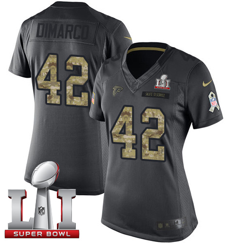 Nike Falcons #42 Patrick DiMarco Black Super Bowl LI 51 Women's Stitched NFL Limited 2016 Salute to Service Jersey