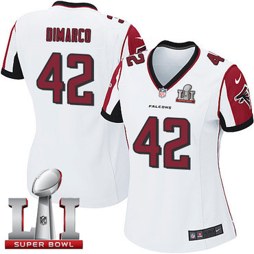 Nike Falcons #42 Patrick DiMarco White Super Bowl LI 51 Women's Stitched NFL Elite Jersey