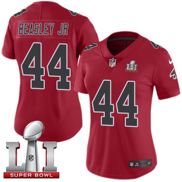Nike Falcons #44 Vic Beasley Jr Red Super Bowl LI 51 Women's Stitched NFL Limited Rush Jersey
