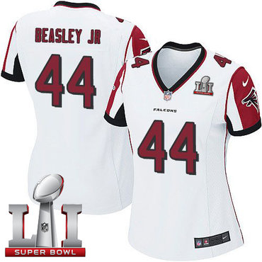 Nike Falcons #44 Vic Beasley Jr White Super Bowl LI 51 Women's Stitched NFL Elite Jersey