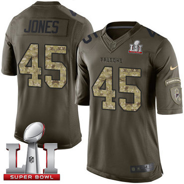 Nike Falcons #45 Deion Jones Green Super Bowl LI 51 Men's Stitched NFL Limited Salute To Service Jersey Nike Falcons #45 Deion Jones Green Super Bowl LI 51 Men's Stitched NFL Limited Salute To Service Jersey