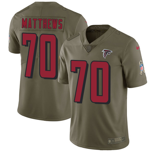 Nike Falcons #70 Jake Matthews Olive Men's Stitched NFL Limited 2017 Salute To Service Jersey Nike Falcons #70 Jake Matthews Olive Men's Stitched NFL Limited 2017 Salute To Service Jersey