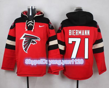 Nike Falcons #71 Kroy Biermann Red Player Pullover NFL Hoodie