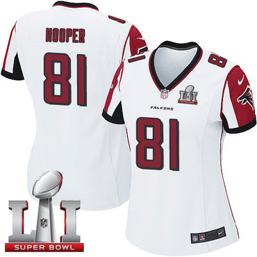 Nike Falcons #81 Austin Hooper White Super Bowl LI 51 Women's Stitched NFL Elite Jersey