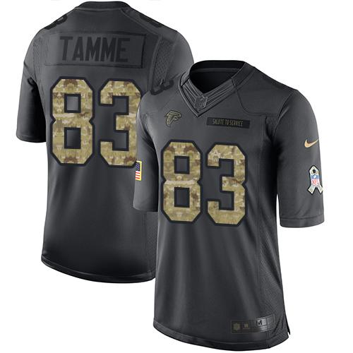 Nike Falcons #83 Jacob Tamme Black Men's Stitched NFL Limited 2016 Salute To Service Jersey Nike Falcons #83 Jacob Tamme Black Men's Stitched NFL Limited 2016 Salute To Service Jersey