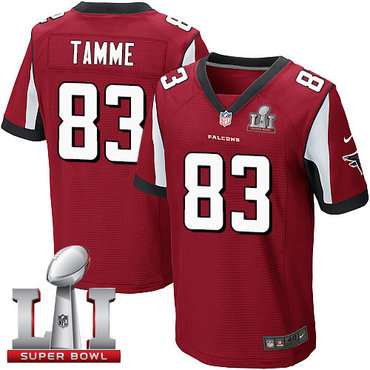 Nike Falcons #83 Jacob Tamme Red Team Color Super Bowl LI 51 Men's Stitched NFL Elite Jersey Nike Falcons #83 Jacob Tamme Red Team Color Super Bowl LI 51 Men's Stitched NFL Elite Jersey
