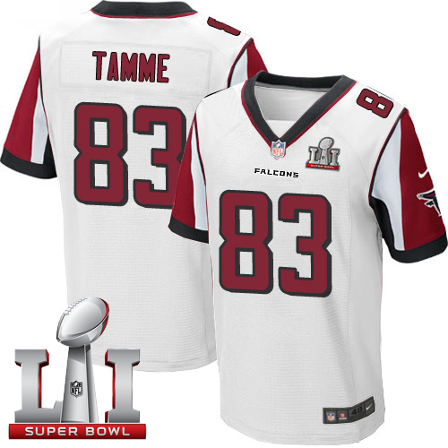 Nike Falcons #83 Jacob Tamme White Super Bowl LI 51 Men's Stitched NFL Elite Jersey