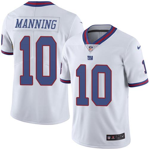 Nike Giants #10 Eli Manning White Men's Stitched NFL Limited Rush Jersey