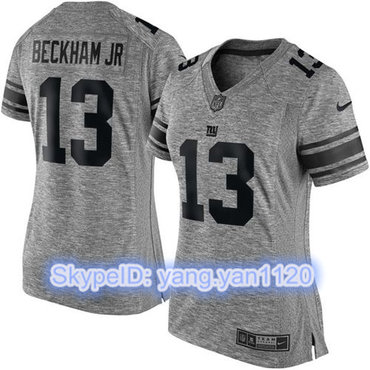 Nike Giants #13 Odell Beckham Jr Gray Women's Stitched NFL Limited Gridiron Gray Jersey