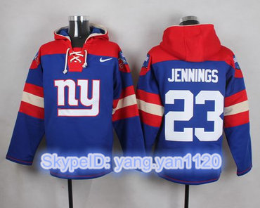 Nike Giants #23 Rashad Jennings Royal Blue Player Pullover NFL Hoodie