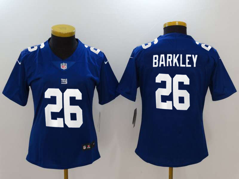 Nike Giants #26 Saquon Barkley Royal Women 2018 NFL Draft Pick Limited Jersey