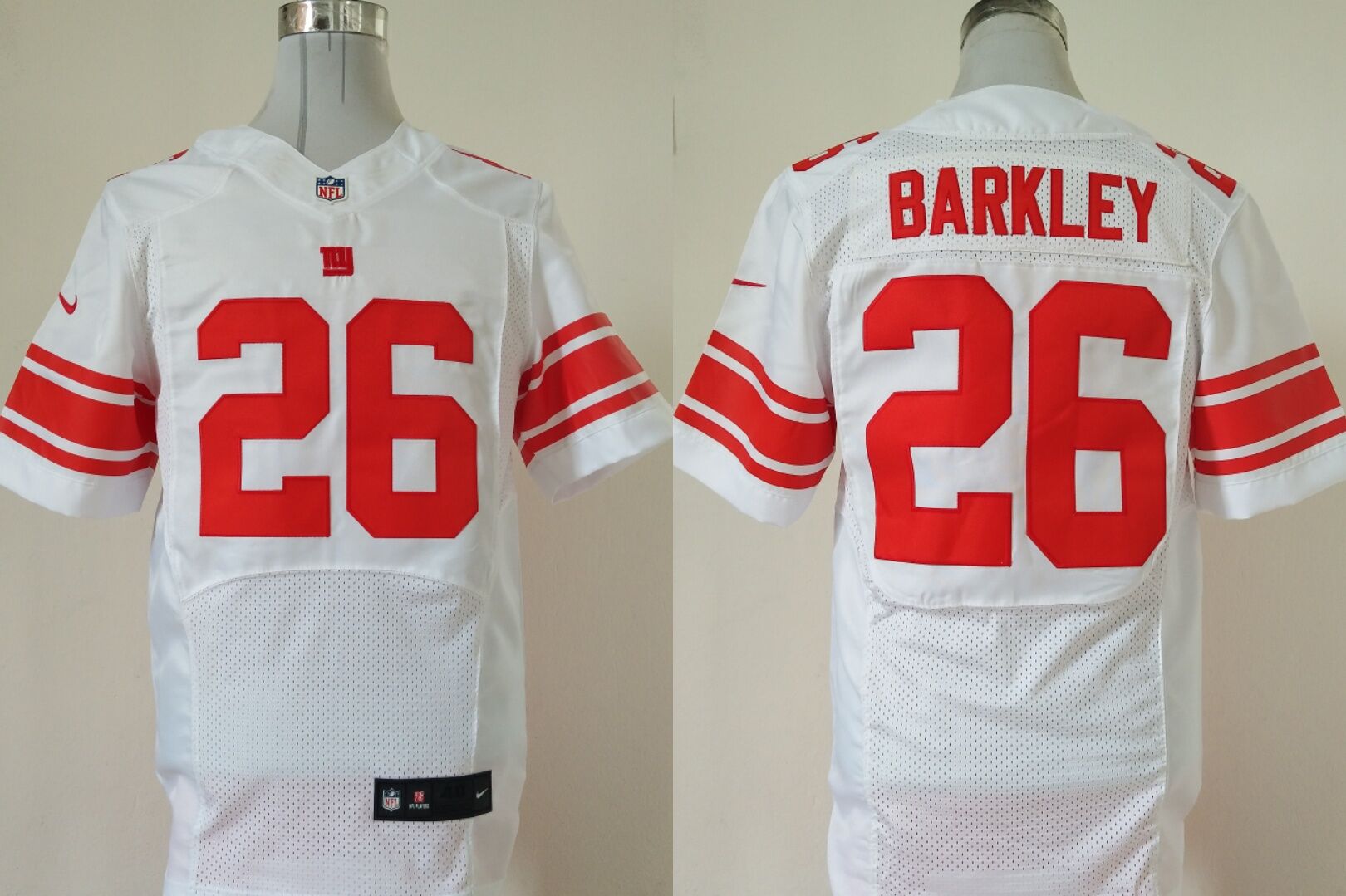 Nike Giants #26 Saquon Barkley White 2018 NFL Draft Pick Elite Jersey