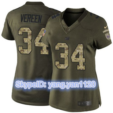 Nike Giants #34 Shane Vereen Green Women's Stitched NFL Limited Salute to Service Jersey