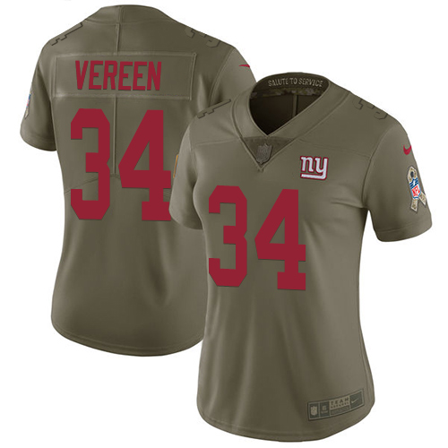 Nike Giants #34 Shane Vereen Olive Women's Stitched NFL Limited 2017 Salute to Service Jersey Nike Giants #34 Shane Vereen Olive Women's Stitched NFL Limited 2017 Salute to Service Jersey