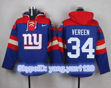 Nike Giants #34 Shane Vereen Royal Blue Player Pullover NFL Hoodie