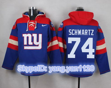 Nike Giants #74 Geoff Schwartz Royal Blue Player Pullover NFL Hoodie Nike Giants #74 Geoff Schwartz Royal Blue Player Pullover NFL Hoodie
