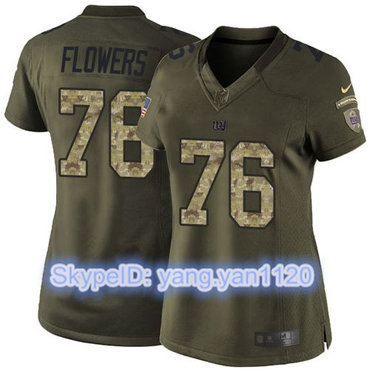 Nike Giants #76 Ereck Flowers Green Women's Stitched NFL Limited Salute to Service Jersey