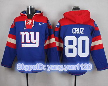 Nike Giants #80 Victor Cruz Royal Blue Player Pullover NFL Hoodie