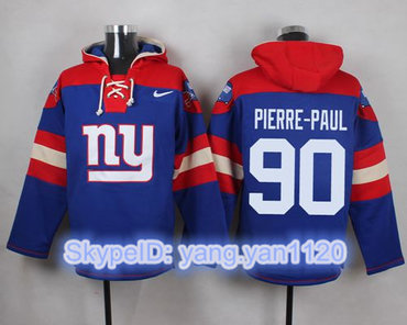 Nike Giants #90 Jason Pierre-Paul Royal Blue Player Pullover NFL Hoodie