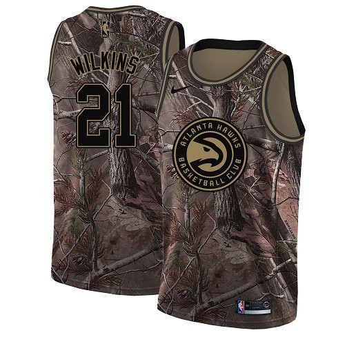 Nike Hawks #21 Dominique Wilkins Camo NBA Swingman