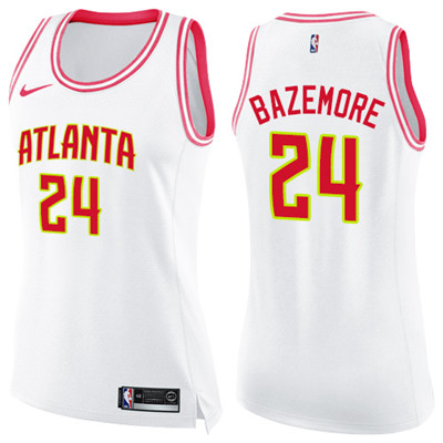 Nike Hawks #24 Kent Bazemore White Pink Women's NBA Swingman Fashion Jersey