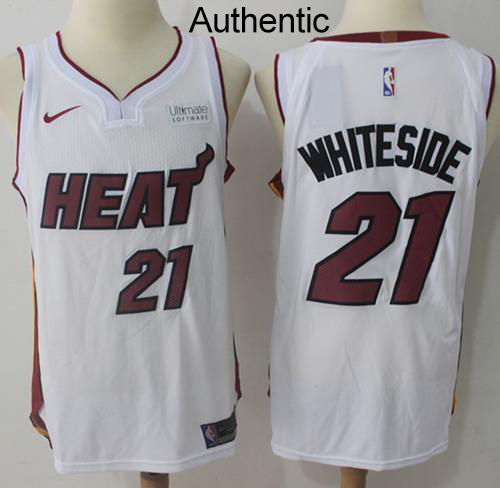 Nike Heat #21 Hassan Whiteside White NBA Authentic Jersey Nike Heat #21 Hassan Whiteside White NBA Authentic Jersey