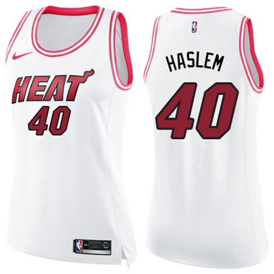 Nike Heat #40 Udonis Haslem White Pink Women's NBA Swingman Fashion Jersey