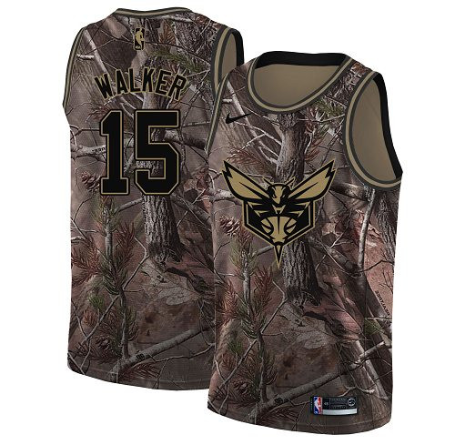Nike Hornets #15 Kemba Walker Camo NBA Swingman Realtree Collection Jersey