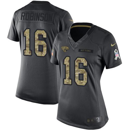 Nike Jaguars #16 Denard Robinson Black Women's Stitched NFL Limited 2016 Salute to Service Jersey Nike Jaguars #16 Denard Robinson Black Women's Stitched NFL Limited 2016 Salute to Service Jersey