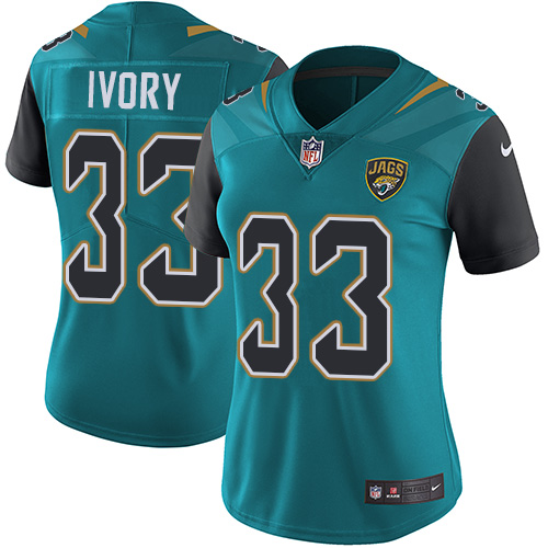 Nike Jaguars #33 Chris Ivory Teal Green Team Color Women's Stitched NFL Vapor Untouchable Limited Jersey