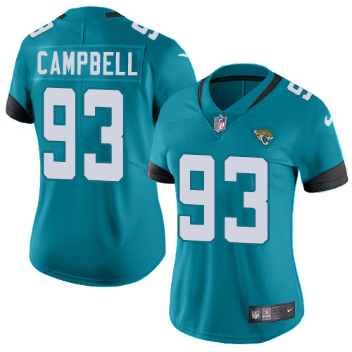 Nike Jaguars #93 Calais Campbell Teal Green Alternate Women's