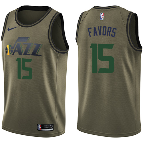 Nike Jazz #15 Derrick Favors Green Salute to Service NBA Swingman Jersey Nike Jazz #15 Derrick Favors Green Salute to Service NBA Swingman Jersey