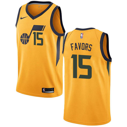 Nike Jazz #15 Derrick Favors Yellow NBA Swingman Statement Edition