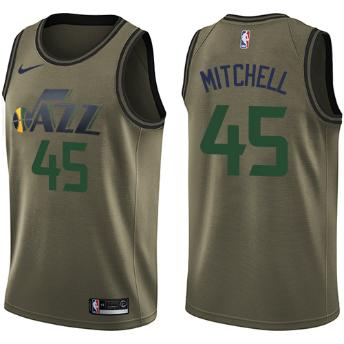 Nike Jazz #45 Donovan Mitchell Green Salute to Service NBA Swingman Jersey Nike Jazz #45 Donovan Mitchell Green Salute to Service NBA Swingman Jersey