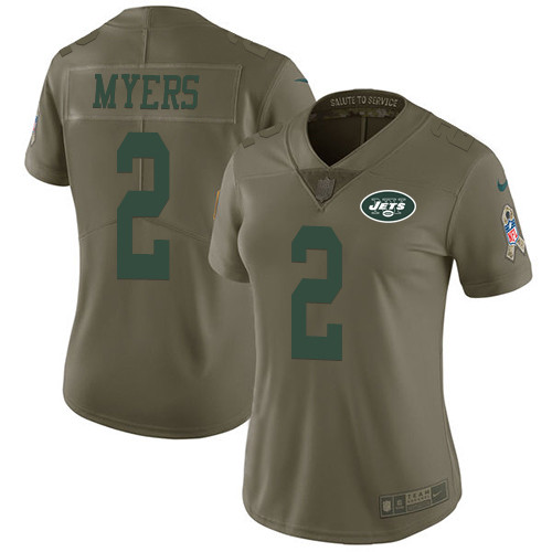 Nike Jets #2 Jason Myers Olive Women's Stitched NFL Limited 2017 Salute to Service Jersey Nike Jets #2 Jason Myers Olive Women's Stitched NFL Limited 2017 Salute to Service Jersey