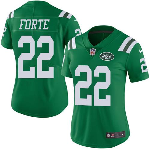 Nike Jets #22 Matt Forte Green Women's Stitched NFL Limited Rush Jersey Nike Jets #22 Matt Forte Green Women's Stitched NFL Limited Rush Jersey