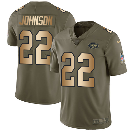 Nike Jets #22 Trumaine Johnson Olive Gold Men's Stitched NFL Limited 2017 Salute To Service Jersey